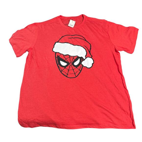 NWT Marvel Spiderman T-Shirt‎ Crew Neck Size XL Men Unisex Red Christmas Top - Picture 1 of 6